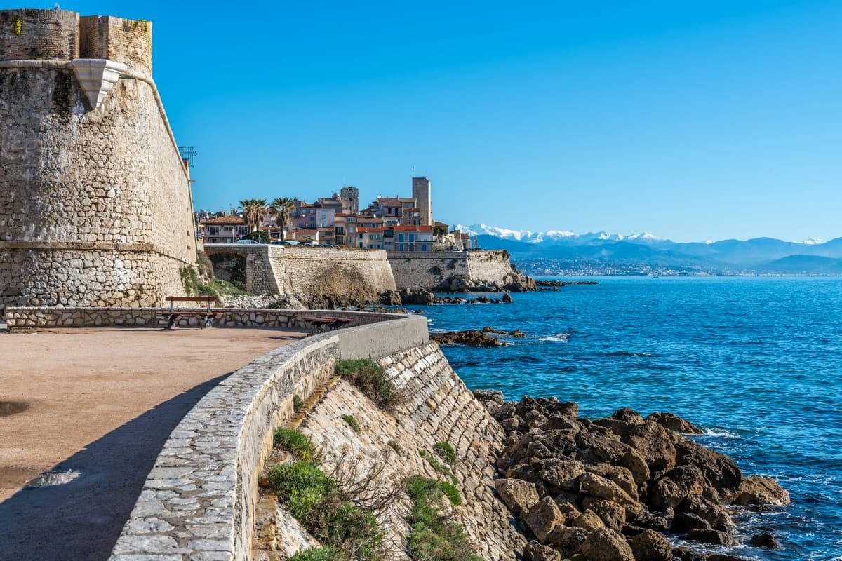 The ramparts of the old town of Antibes at the water’s edge