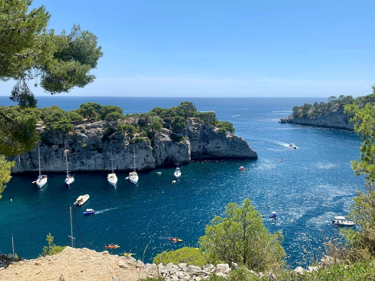 A calanque near Cassis with boats at anchor