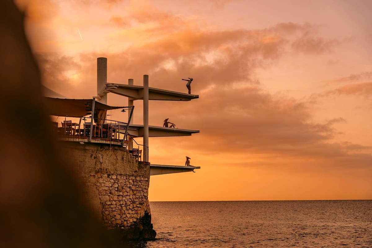 The Nice diving board at sunset, below the Colline du Château