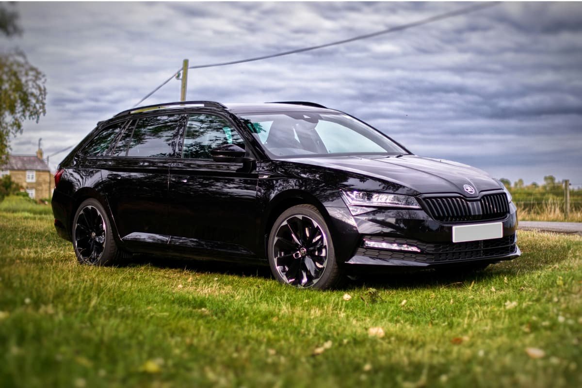 A large black family sedan
